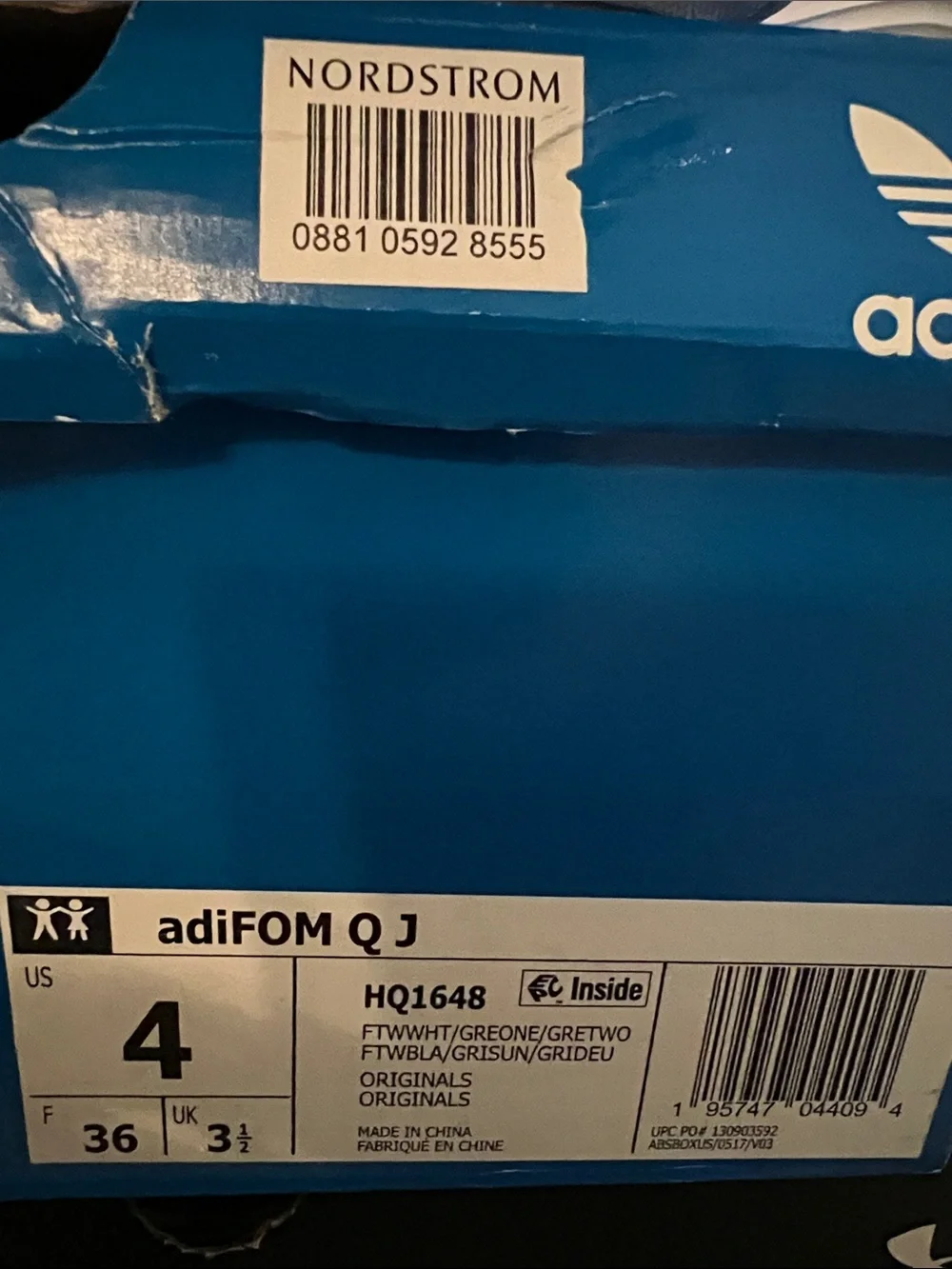 ADIFOM Qj — Nordstrom Blue Shoe Box with adidas Label